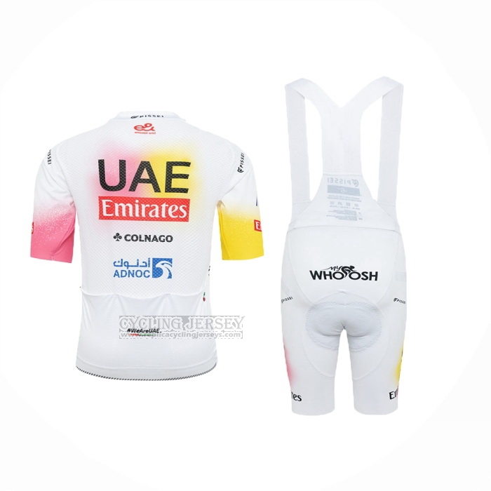 2024 Cycling Jersey UAE Pink Yellow Short Sleeve And Bib Short